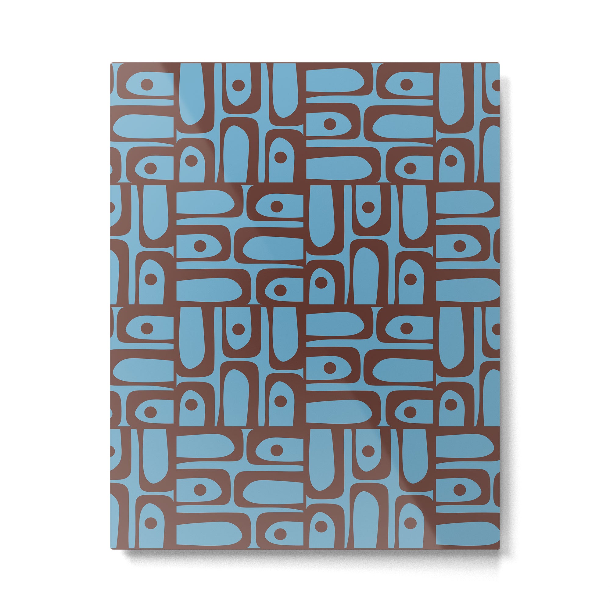 Eclectic Mid Century Modern Piquet Multi Pattern in Blue and Brown Metal Print Gallery Image 6