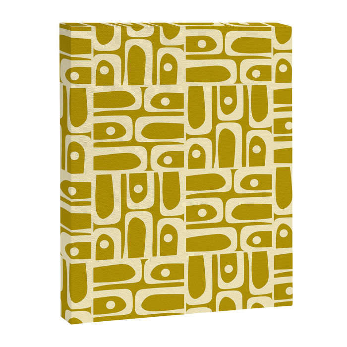 Eclectic Mid Century Modern Piquet Multi Pattern in Chartreuse and Cream Canvas Print Gallery Image 1