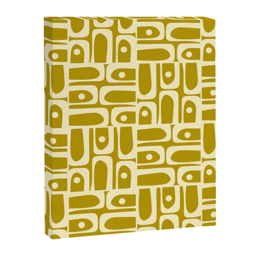 Eclectic Mid Century Modern Piquet Multi Pattern in Chartreuse and Cream Canvas Print Gallery Image 8