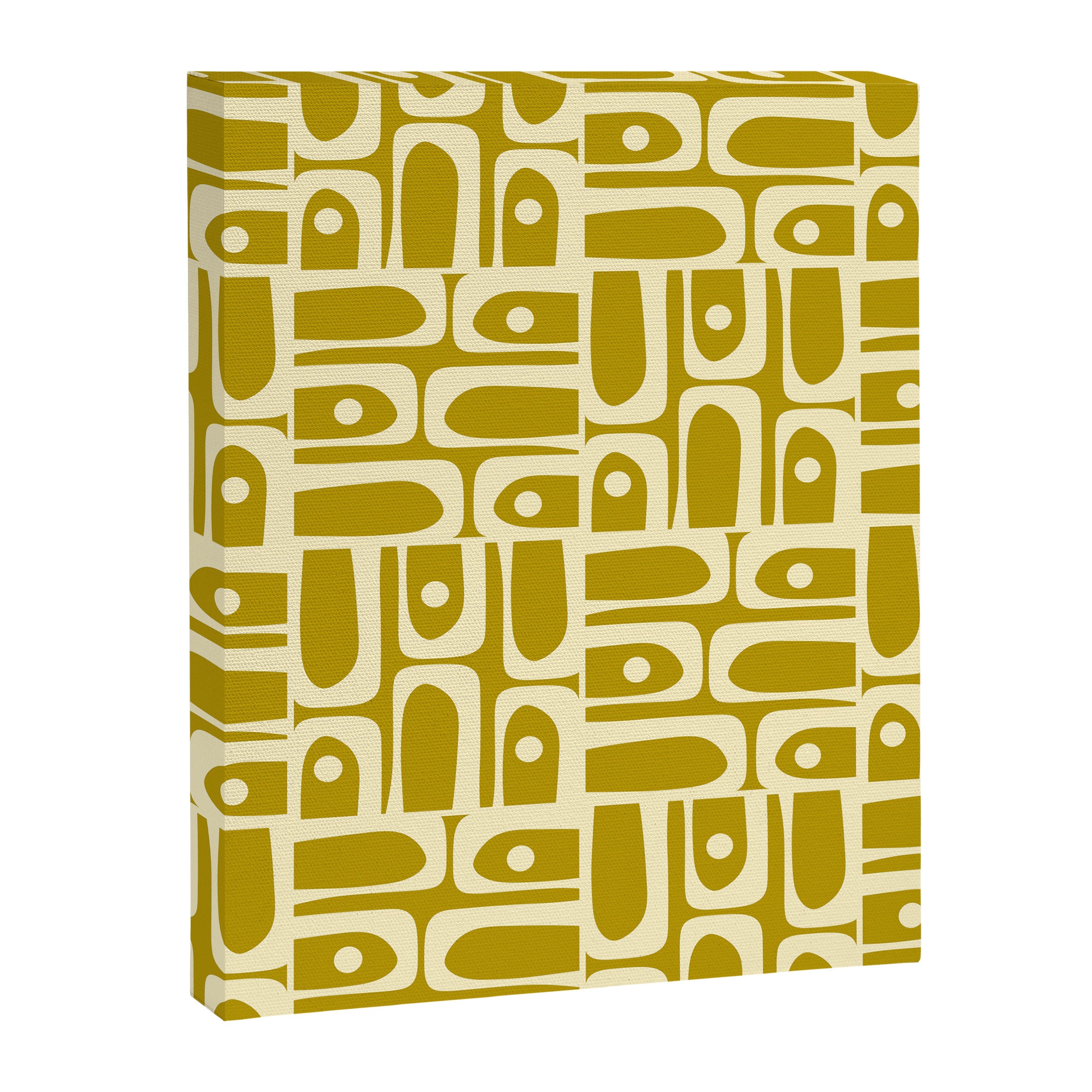Eclectic Mid Century Modern Piquet Multi Pattern in Chartreuse and Cream Canvas Print Gallery Image 8