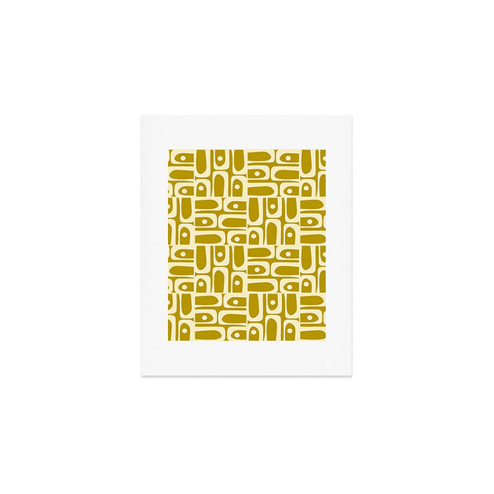 Eclectic Mid Century Modern Piquet Multi Pattern in Chartreuse and Cream Art Print Gallery Image 1