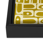 Eclectic Mid Century Modern Piquet Multi Pattern in Chartreuse and Cream Framed Canvas Print Gallery Image 3