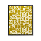 Eclectic Mid Century Modern Piquet Multi Pattern in Chartreuse and Cream Framed Canvas Print Gallery Image 8