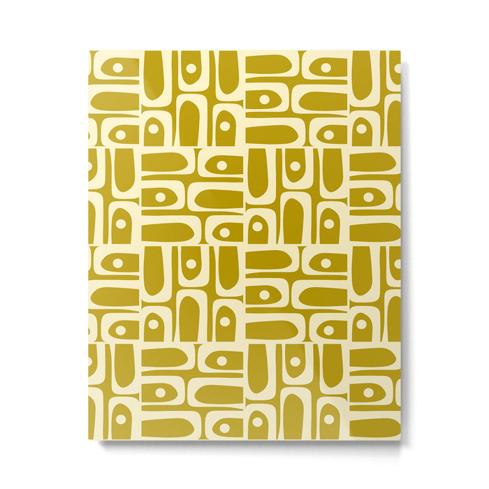 Eclectic Mid Century Modern Piquet Multi Pattern in Chartreuse and Cream Metal Print Gallery Image 1