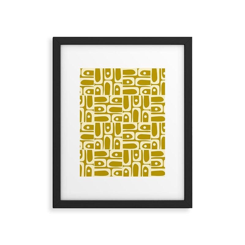 Eclectic Mid Century Modern Piquet Multi Pattern in Chartreuse and Cream Framed Art Print Gallery Image 6