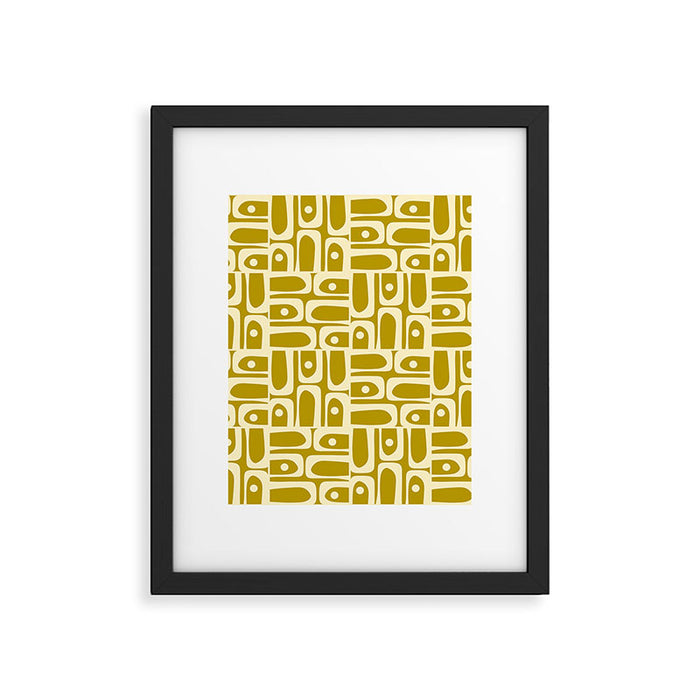 Eclectic Mid Century Modern Piquet Multi Pattern in Chartreuse and Cream Framed Art Print Gallery Image 1