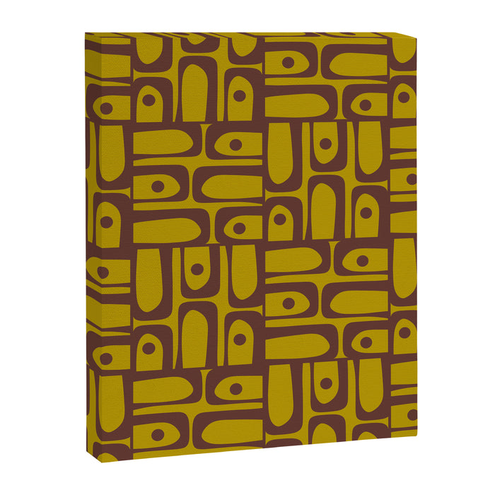 Eclectic Mid Century Modern Piquet Multi Pattern in Chartreuse Olive and Brown Canvas Print Gallery Image 1