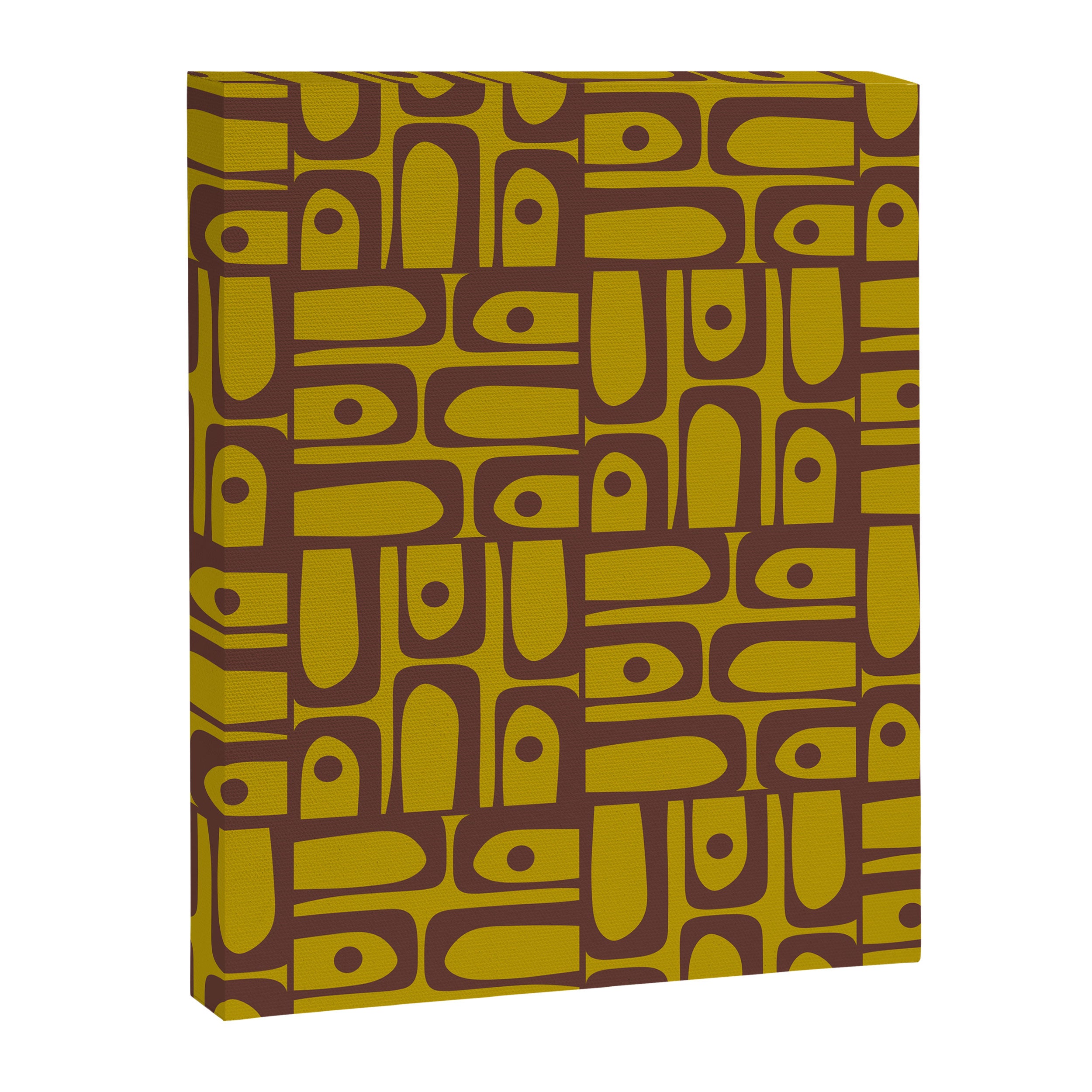 Eclectic Mid Century Modern Piquet Multi Pattern in Chartreuse Olive and Brown Canvas Print Gallery Image 8