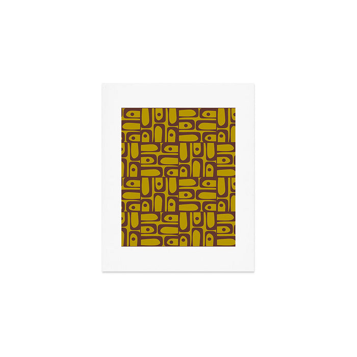 Eclectic Mid Century Modern Piquet Multi Pattern in Chartreuse Olive and Brown Art Print Gallery Image 1