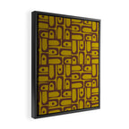 Eclectic Mid Century Modern Piquet Multi Pattern in Chartreuse Olive and Brown Framed Canvas Print Gallery Image 2