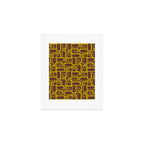 Eclectic Mid Century Modern Piquet Multi Pattern in Dark Brown and Chartreuse Olive Art Print Gallery Image 1