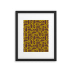 Eclectic Mid Century Modern Piquet Multi Pattern in Dark Brown and Chartreuse Olive Framed Art Print Gallery Image 6