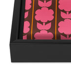 Eclectic Retro Contemporary Floral Jonnty Flowers and Stripes Pattern Pink Brown Orange Framed Canvas Print Gallery Image 3