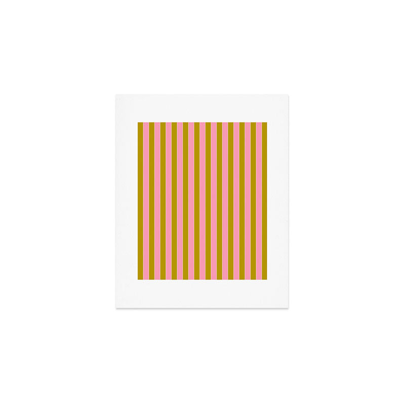 Eclectic Stripes Vertical Colorful Pink and Chartreuse Pattern Art Print Gallery Image 1