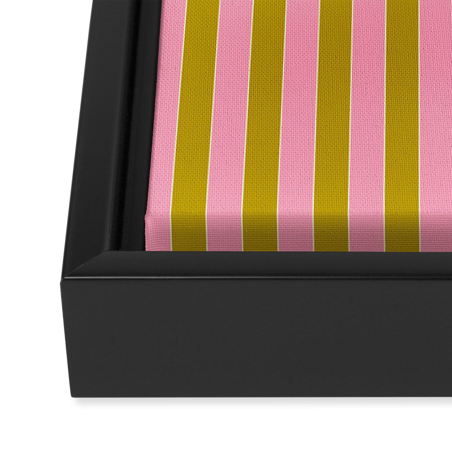 Eclectic Stripes Vertical Colorful Pink and Chartreuse Pattern Framed Canvas Print Gallery Image 3