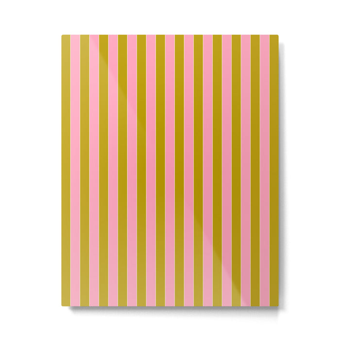 Eclectic Stripes Vertical Colorful Pink and Chartreuse Pattern Metal Print Gallery Image 1