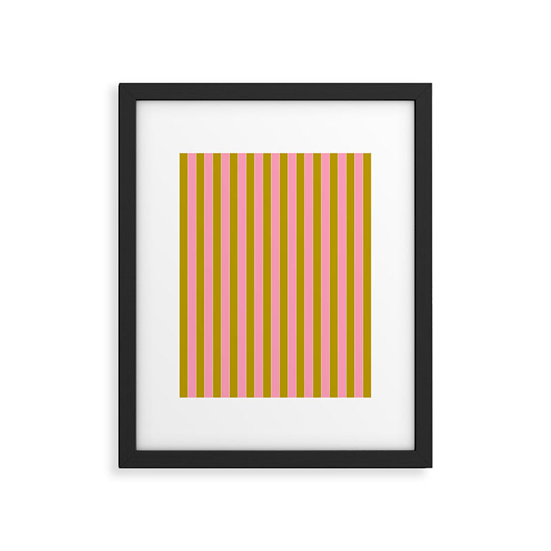 Eclectic Stripes Vertical Colorful Pink and Chartreuse Pattern Framed Art Print Gallery Image 5