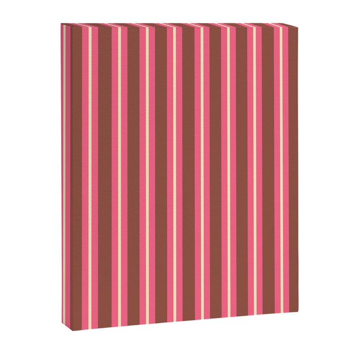 Eclectic Stripes Vertical Pattern in Brown Pink Cream Canvas Print Gallery Image 1