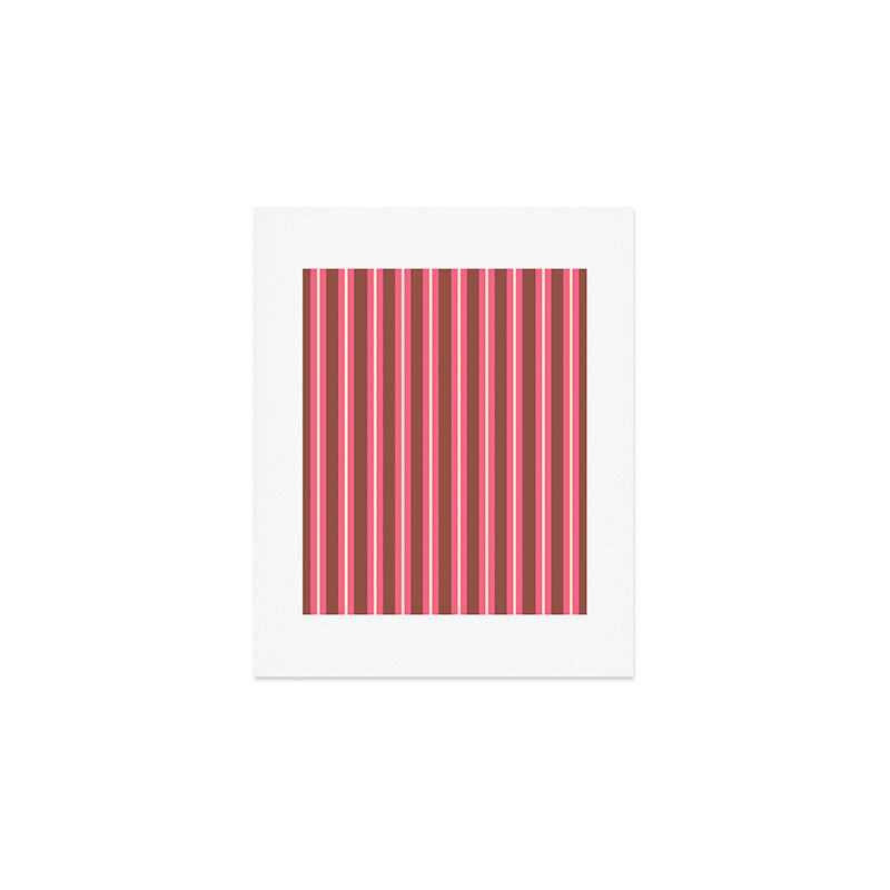 Eclectic Stripes Vertical Pattern in Brown Pink Cream Art Print Gallery Image 1