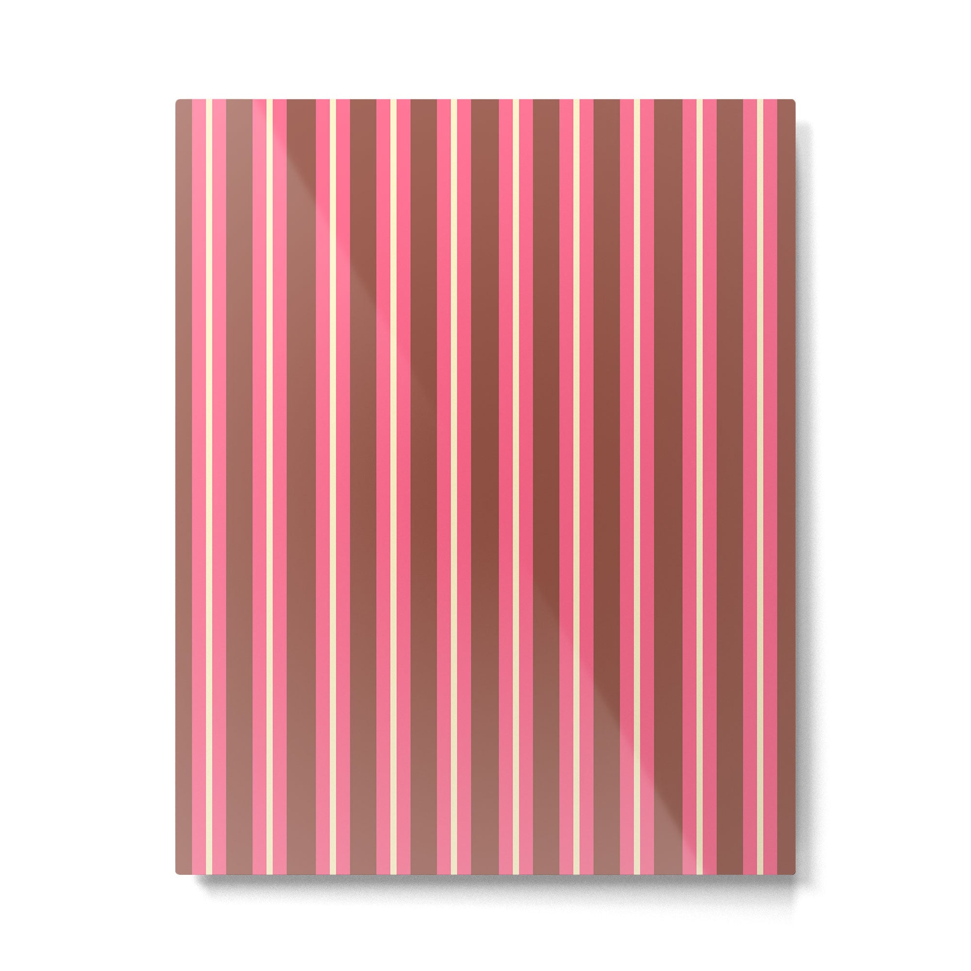 Eclectic Stripes Vertical Pattern in Brown Pink Cream Metal Print Gallery Image 6