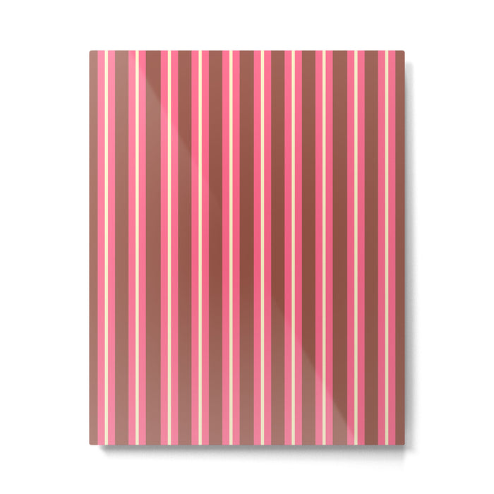 Eclectic Stripes Vertical Pattern in Brown Pink Cream Metal Print Gallery Image 1