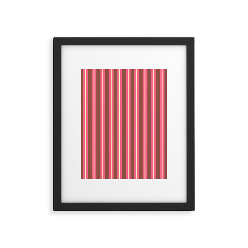 Eclectic Stripes Vertical Pattern in Brown Pink Cream Framed Art Print Gallery Image 6