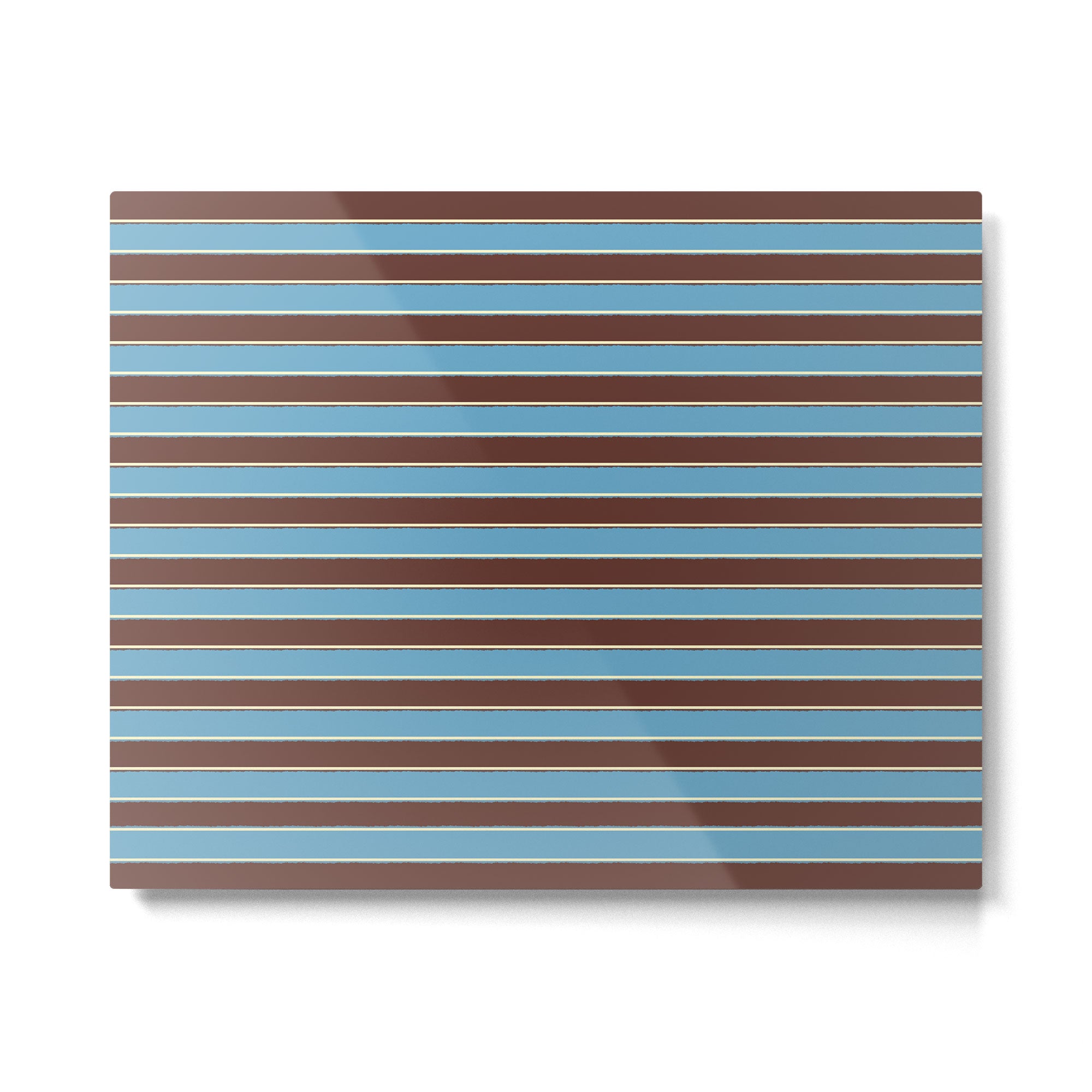 Eclectic Watercolor Paper Stripes Pattern Blue Brown Cream Metal Print Gallery Image 4