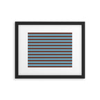 Eclectic Watercolor Paper Stripes Pattern Blue Brown Cream Framed Art Print Gallery Image 5