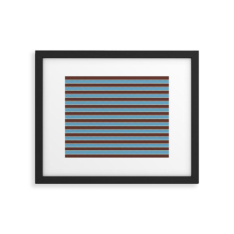 Eclectic Watercolor Paper Stripes Pattern Blue Brown Cream Framed Art Print Gallery Image 5