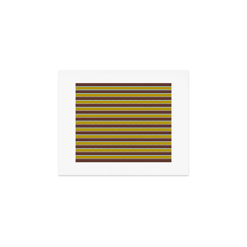 Eclectic Watercolor Paper Stripes Pattern Chartreuse Brown Blue Cream Art Print Gallery Image 1
