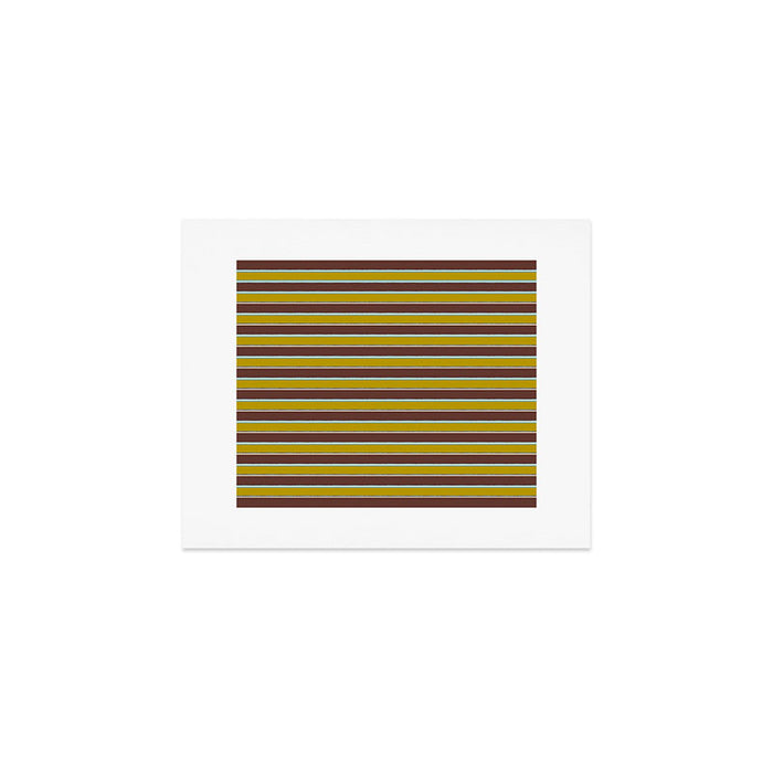Eclectic Watercolor Paper Stripes Pattern Chartreuse Brown Blue Cream Art Print Gallery Image 1