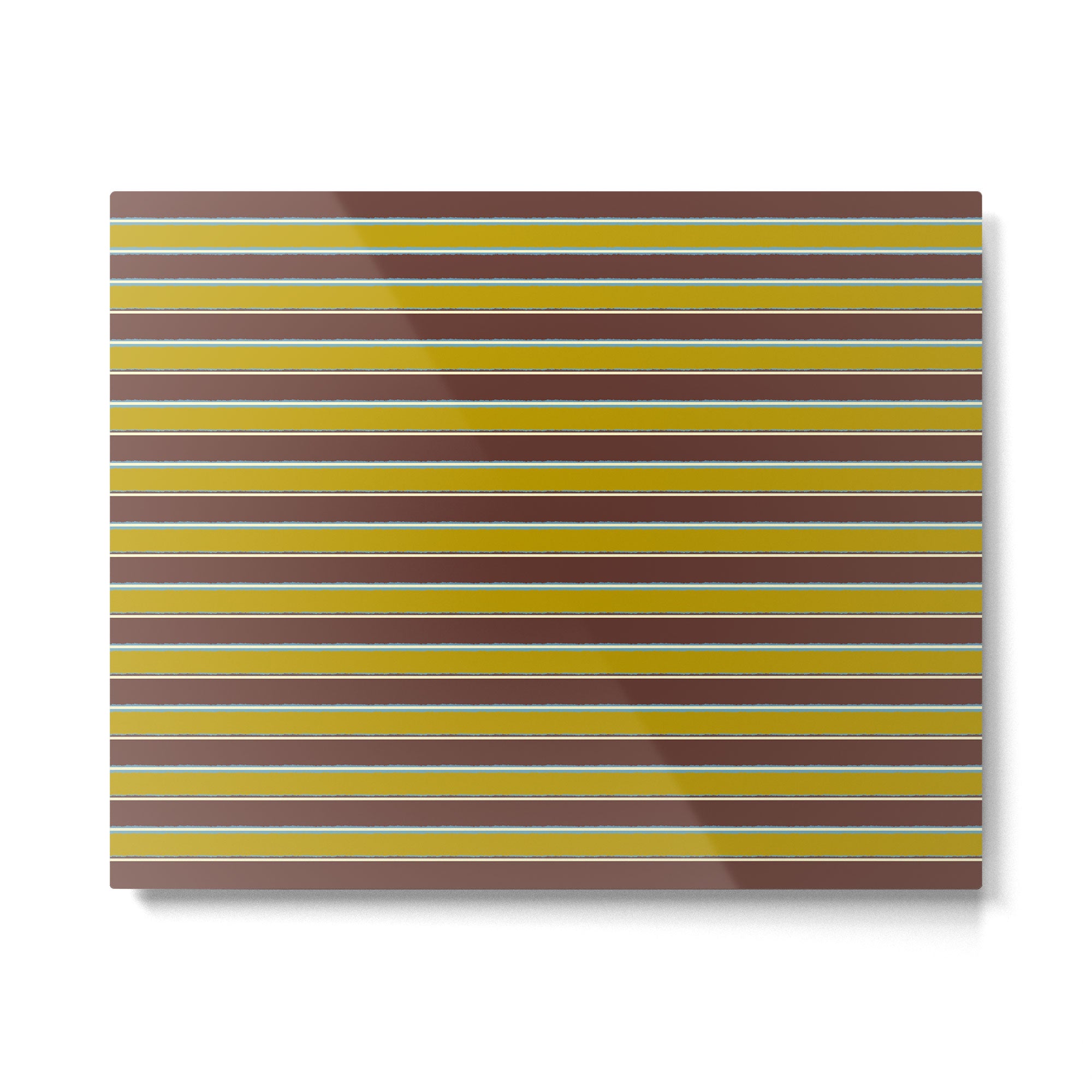 Eclectic Watercolor Paper Stripes Pattern Chartreuse Brown Blue Cream Metal Print Gallery Image 4