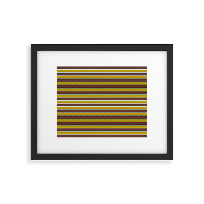 Eclectic Watercolor Paper Stripes Pattern Chartreuse Brown Blue Cream Framed Art Print Gallery Image 1