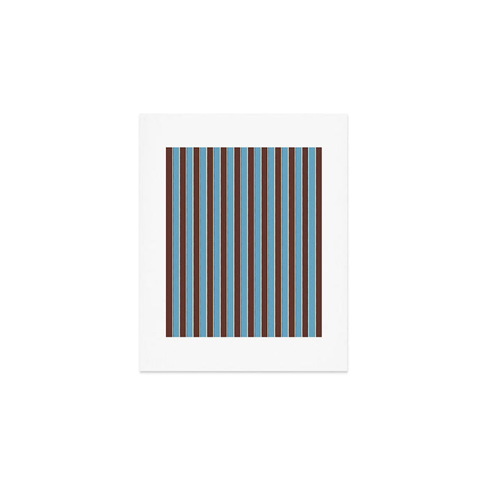 Eclectic Watercolor Paper Stripes Vertical Pattern Blue Brown Cream Art Print Gallery Image 1