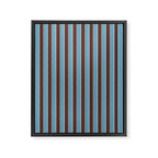 Eclectic Watercolor Paper Stripes Vertical Pattern Blue Brown Cream Framed Canvas Print Gallery Image 6