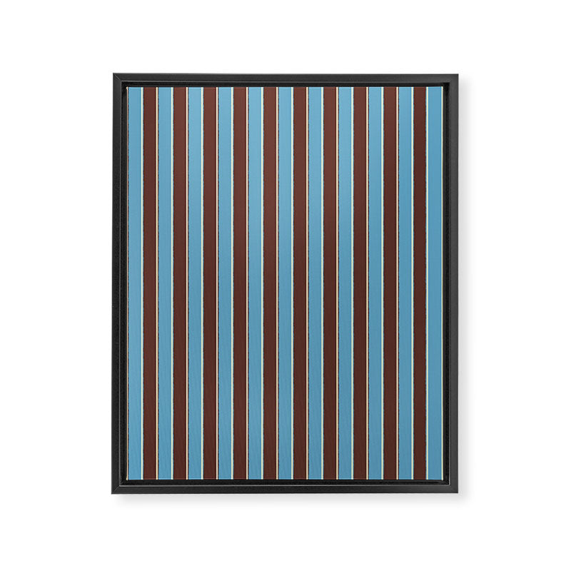 Eclectic Watercolor Paper Stripes Vertical Pattern Blue Brown Cream Framed Canvas Print Gallery Image 6