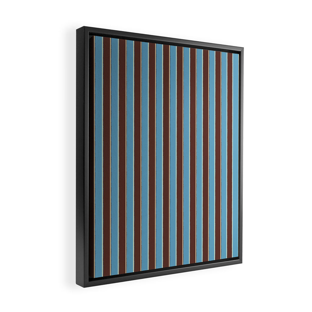 Eclectic Watercolor Paper Stripes Vertical Pattern Blue Brown Cream Framed Canvas Print Gallery Image 2