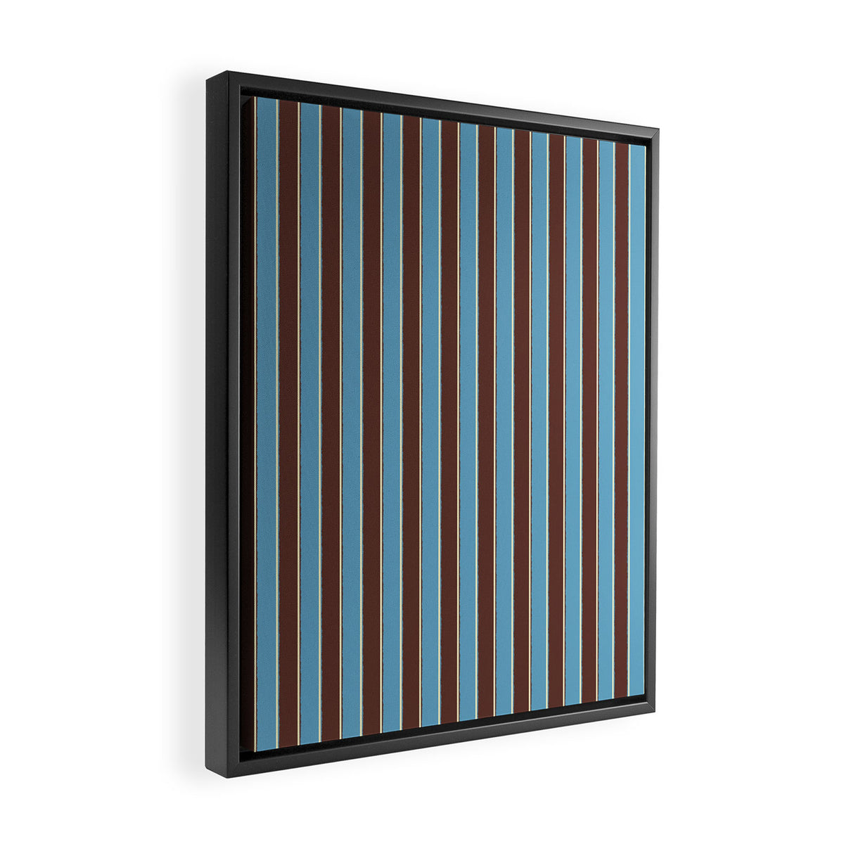 Eclectic Watercolor Paper Stripes Vertical Pattern Blue Brown Cream Framed Canvas Print Gallery Image 2
