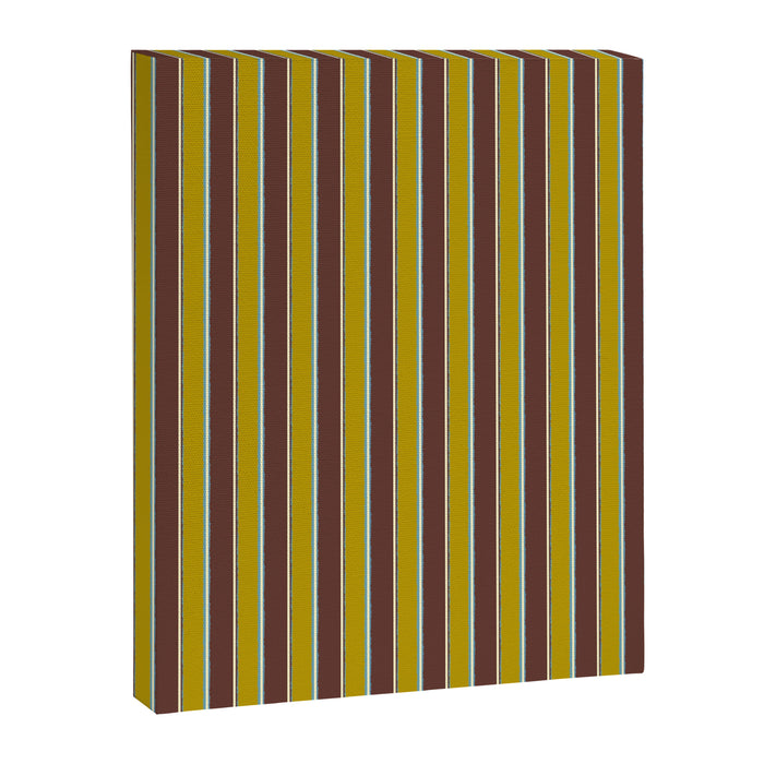 Eclectic Watercolor Paper Stripes Vertical Pattern Chartreuse Brown Blue Cream Canvas Print Gallery Image 1