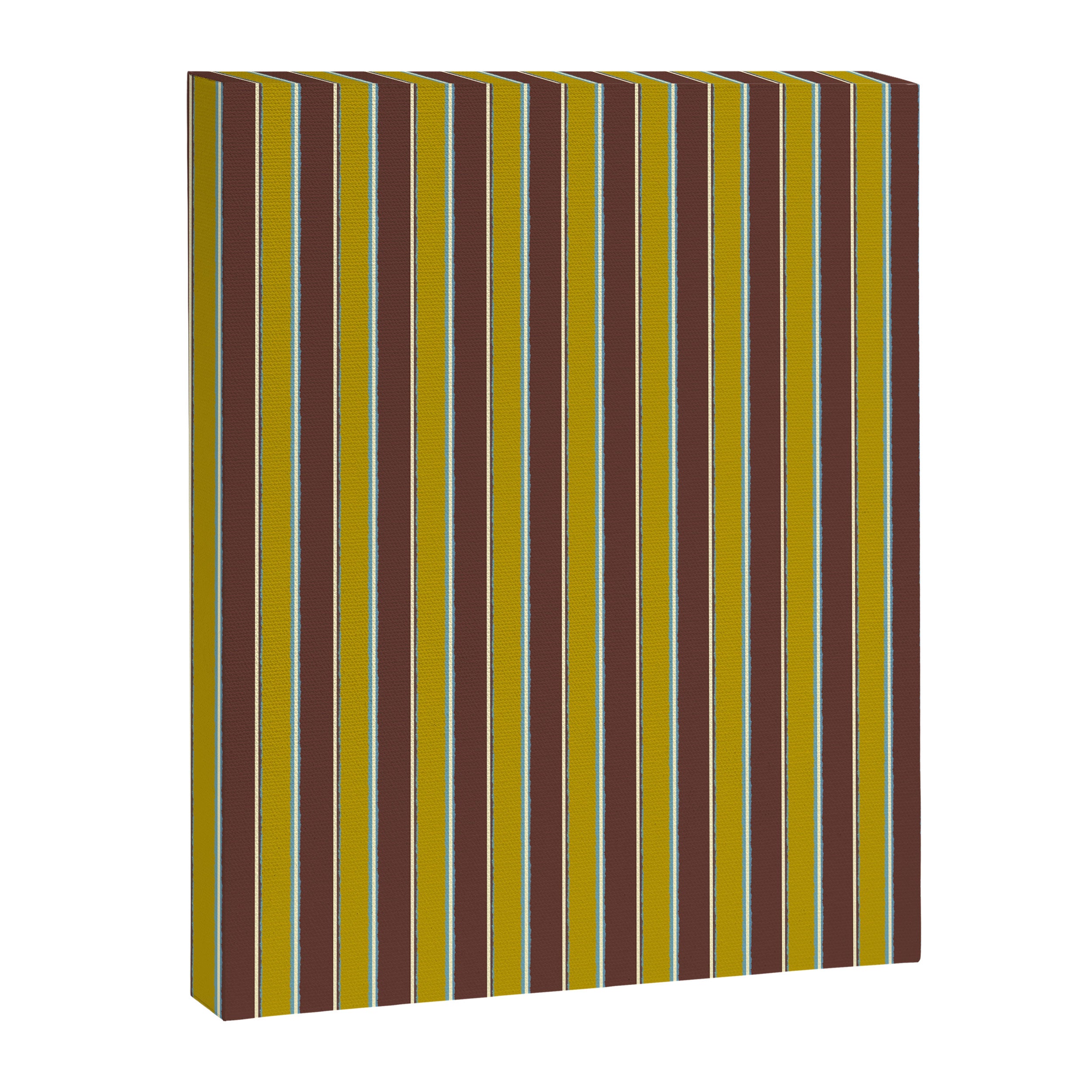 Eclectic Watercolor Paper Stripes Vertical Pattern Chartreuse Brown Blue Cream Canvas Print Gallery Image 6