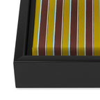 Eclectic Watercolor Paper Stripes Vertical Pattern Chartreuse Brown Blue Cream Framed Canvas Print Gallery Image 3
