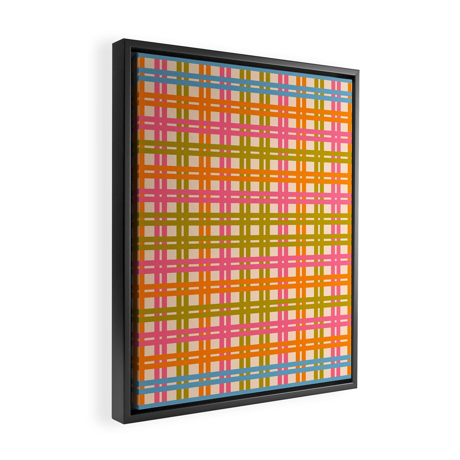 Eclectic Woven Stripes Colorful Retro Contemporary Pattern Framed Canvas Print Gallery Image 2