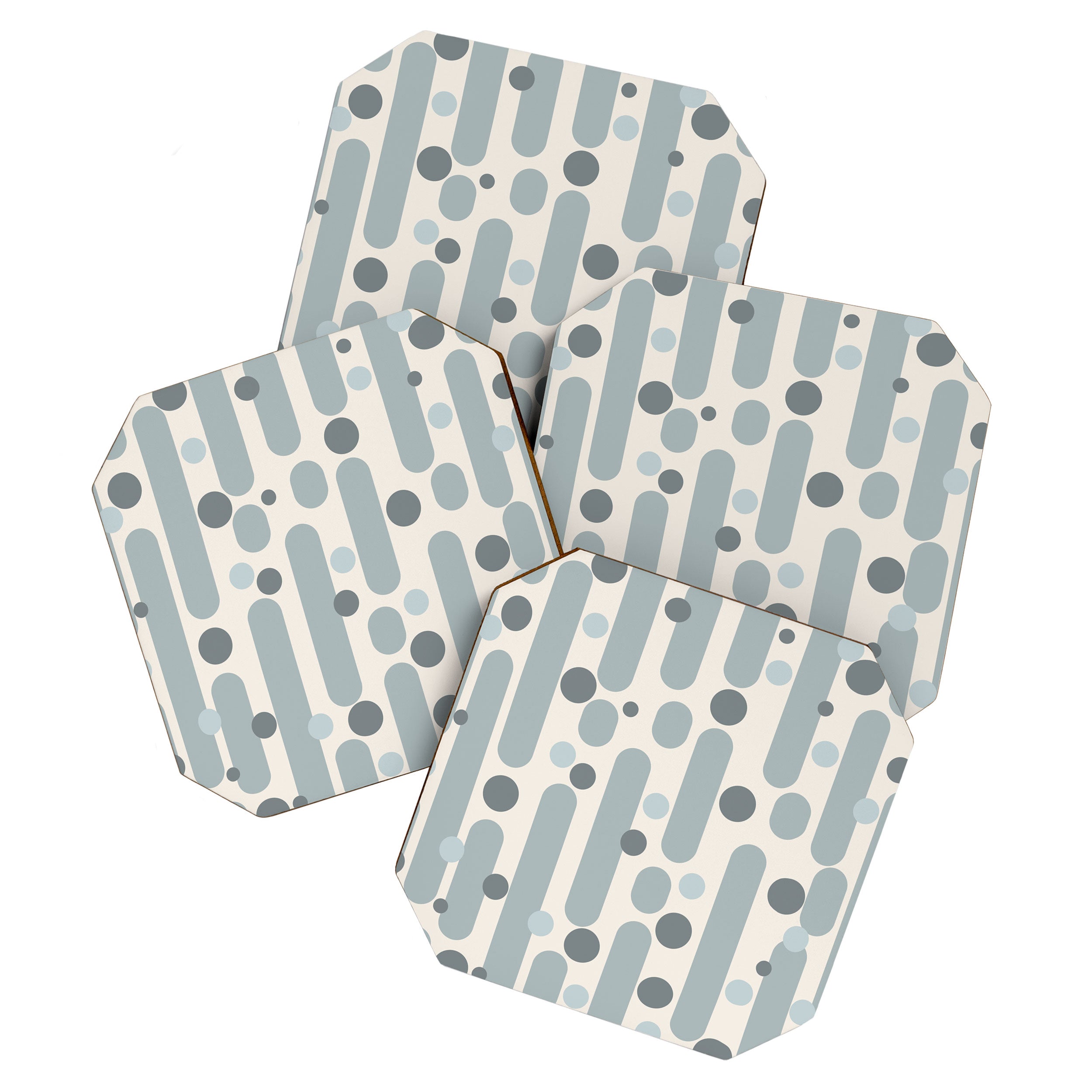 Effervescence - Mid Century Modern Minimalist Abstract Pattern in Light Blue-Gray and Cream Coaster Gallery Image 1