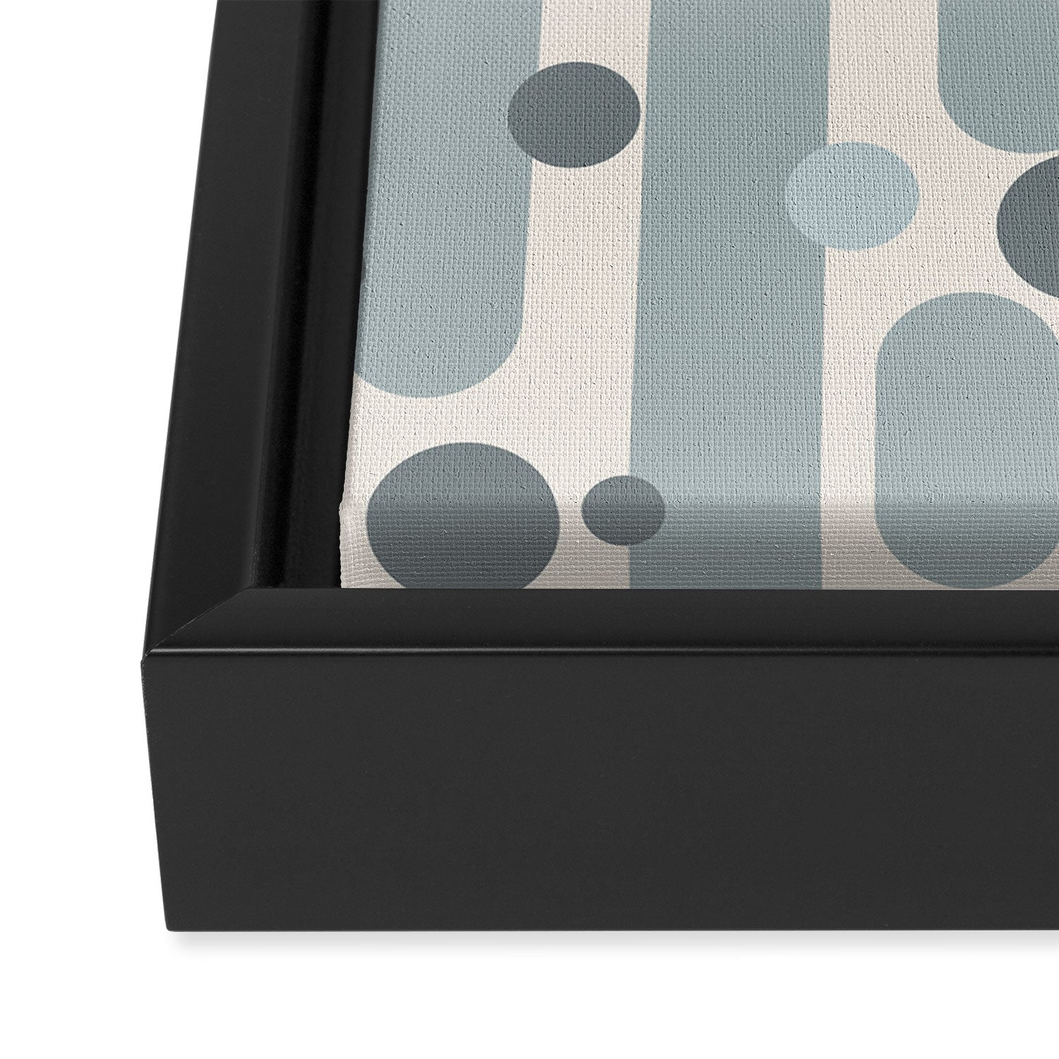 Effervescence - Mid Century Modern Minimalist Abstract Pattern in Light Blue-Gray and Cream Framed Canvas Print Gallery Image 3