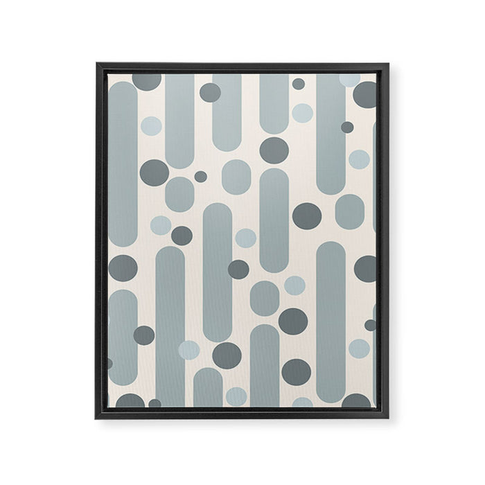 Effervescence - Mid Century Modern Minimalist Abstract Pattern in Light Blue-Gray and Cream Framed Canvas Print Gallery Image 1