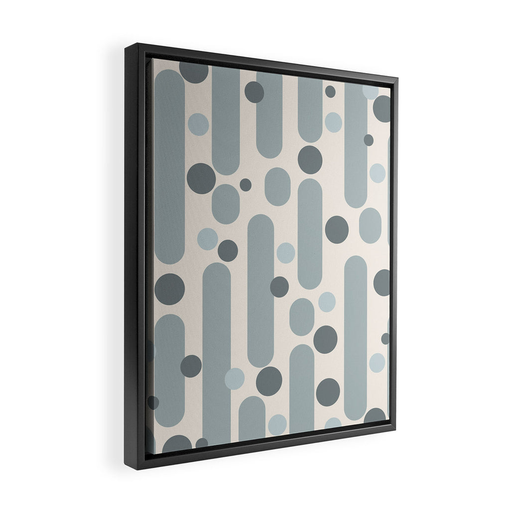 Effervescence - Mid Century Modern Minimalist Abstract Pattern in Light Blue-Gray and Cream Framed Canvas Print Gallery Image 2