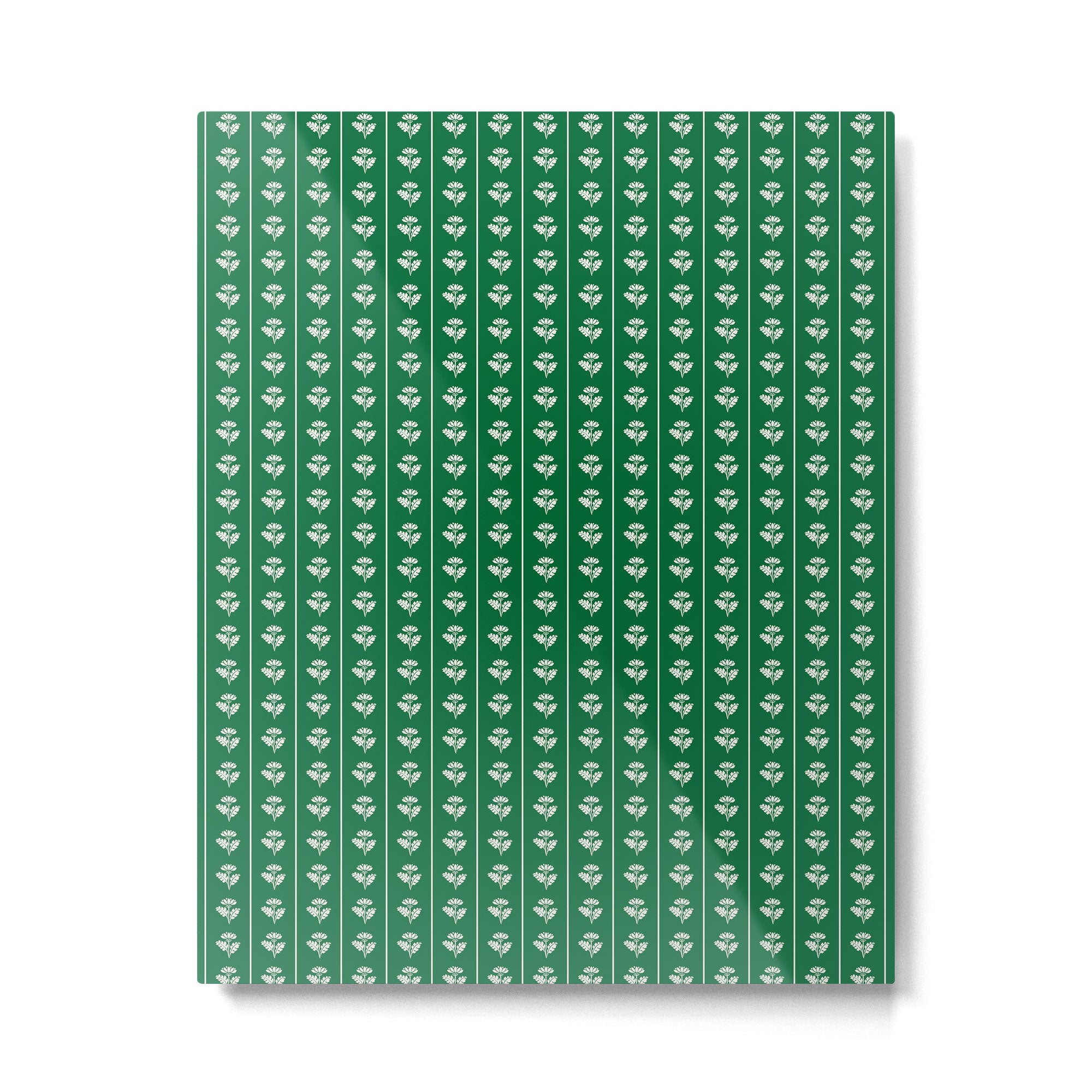 Emerald Green Vintage Cottage Flowers and Stripes Pattern Metal Print Gallery Image 6