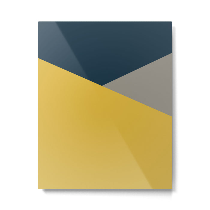 Envelope - Minimalist Geometric Color Block in Light Mustard Yellow, Navy Blue, and Gray Metal Print Gallery Image 1