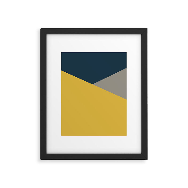 Envelope - Minimalist Geometric Color Block in Light Mustard Yellow, Navy Blue, and Gray Framed Art Print Gallery Image 5