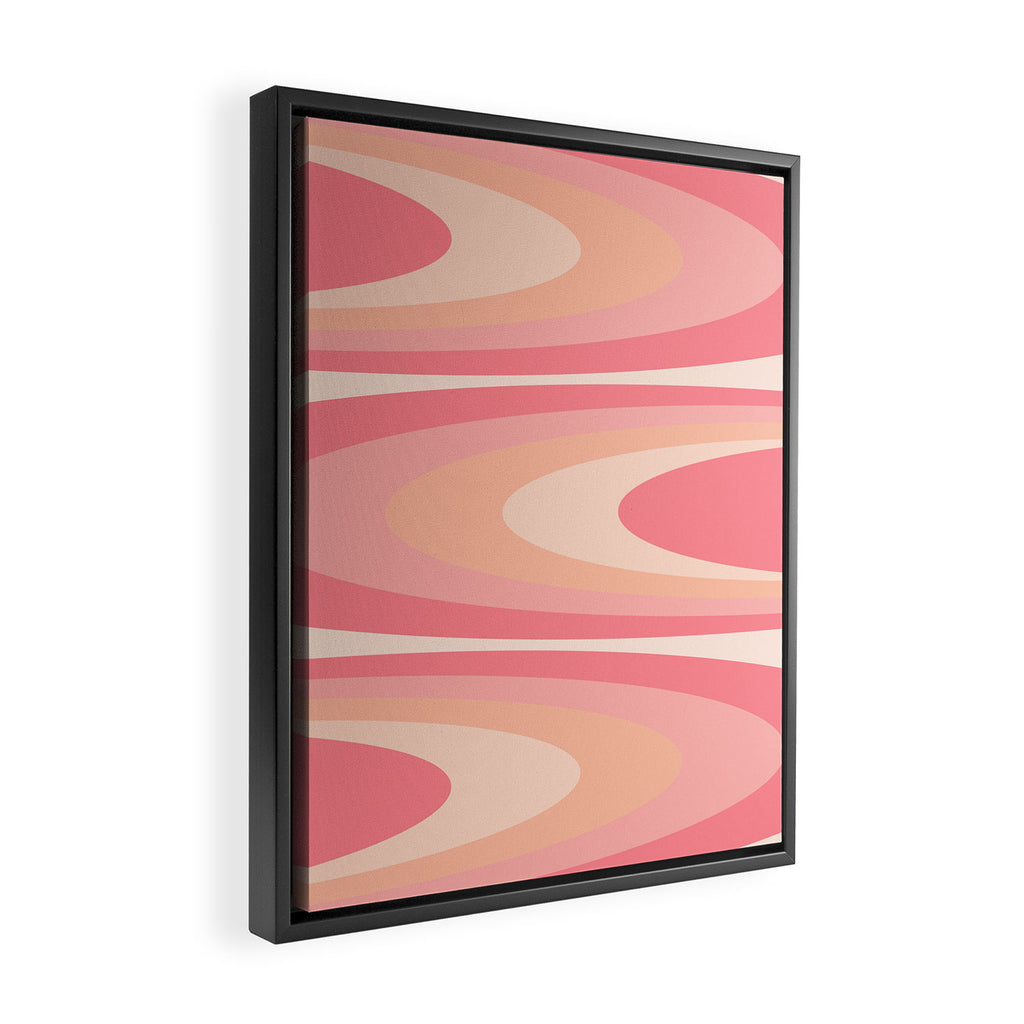 Fab Waves Retro Abstract Pattern in Pink and Blush Framed Canvas Print Gallery Image 2